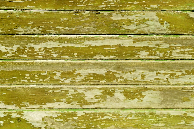 Konzept zurück in die Schule leere alte GreenYellow grobe Peeling-Farbe antike Planken rustikale ländliche Grunge-Holz-Hintergrund. Vintage-Textur. Kopieren Sie Platz, Nahaufnahme.