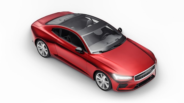 Konzeptauto Sport-Premium-CoupéTechnologien des umweltfreundlichen Transports Rotes Auto auf weißem Hintergrund