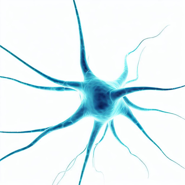 Konzeptbild mit isolierter Neuronenzelle auf Weiß