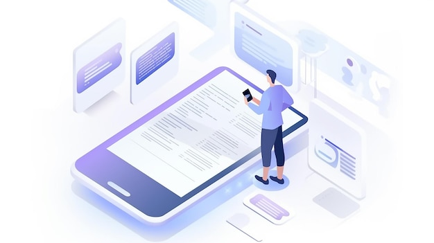 Konzeptionelle 3D-Illustration für die Entwicklung von mobilen Websites