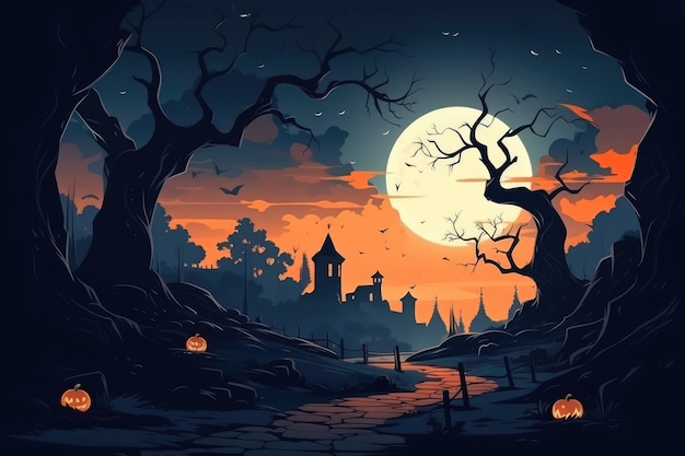 Konzeptkunst für das generative ai des Halloween-Nacht-Hintergrundbildes