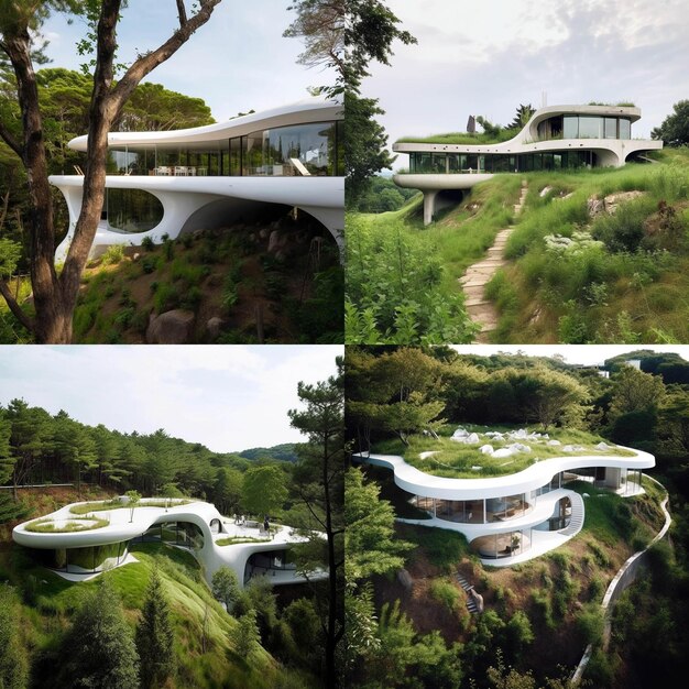 Foto konzeptkunst-illustration des futuristischen herrenhauses villa generative ai