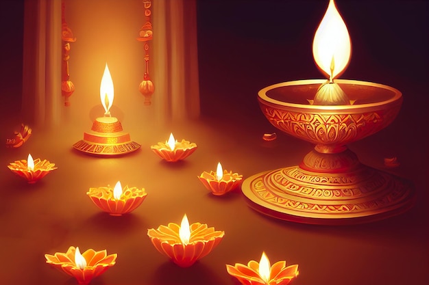 Konzeptkunstillustration der Diwali-Lampe