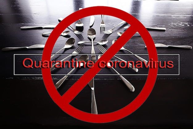 Konzeptrestaurant geschlossen Quarantäne Coronavirus, öffentliche Plätze Pandemieverbot Isolation