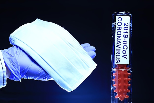 konzepttest coronavirus covid-19, biogefährdung, chemische gefährdung, labornachahmung