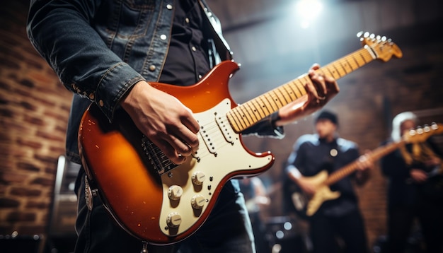 Konzertbühnenperformance mit Band und Gitarrist Soft Blur Konzept Aufnahmestudio-Aufnahme