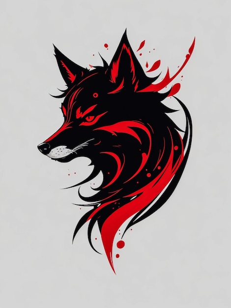 Kopfwolf Badas schwarz und rot
