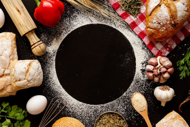 Foto kopieren sie den raumkreis, der von bäckereien umgeben wird