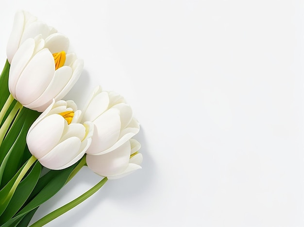 Kopieren Sie Raum Tulpenblumen weißer Hintergrund