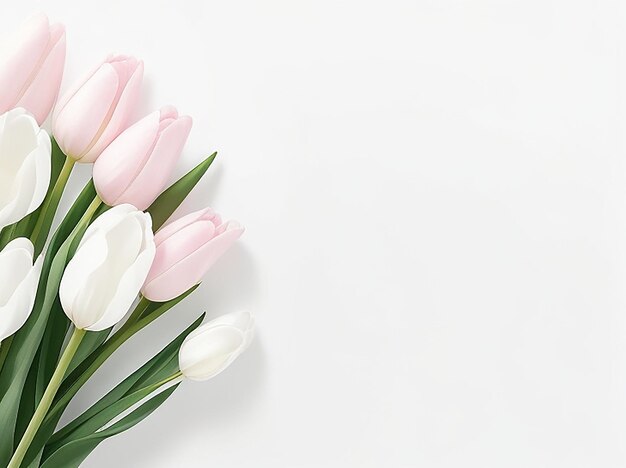 Kopieren Sie Raum Tulpenblumen weißer Hintergrund