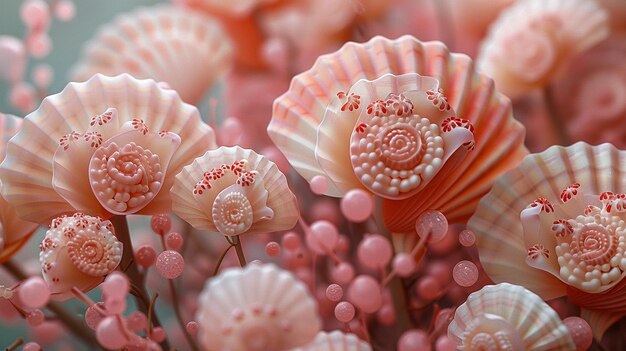 Foto korallen-pastell-seeschalen-kuchen-toppers hochzeitswandpapier