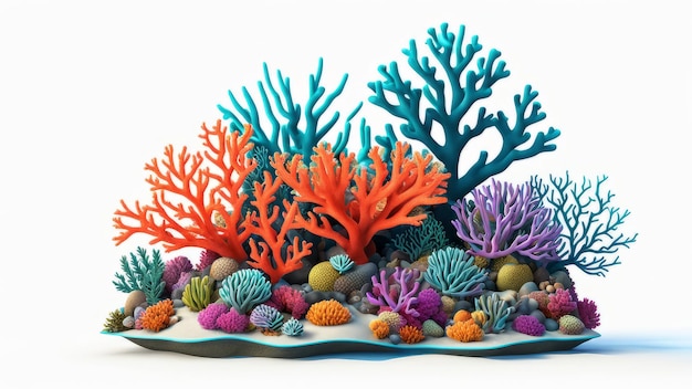 Korallenriff auf einem isolierten weißen Hintergrund