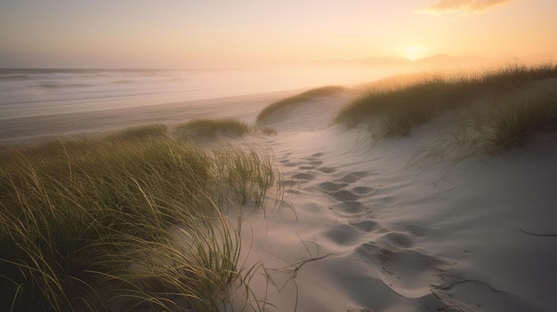 Korallenriff und Strandlandschaft bei Sonnenaufgang