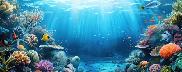 Korallenriff Unterwasser-Szene mit Lichtstrahlenx9