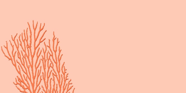 Korallenzweig auf einem korallenroten Hintergrund 3D-Darstellung