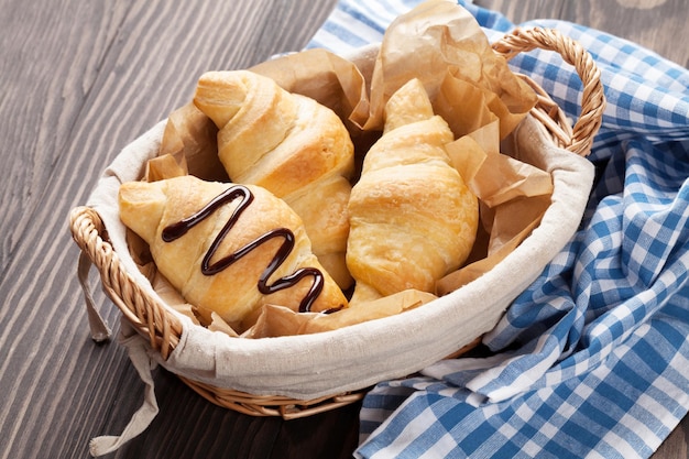 Korb mit frischen Croissants