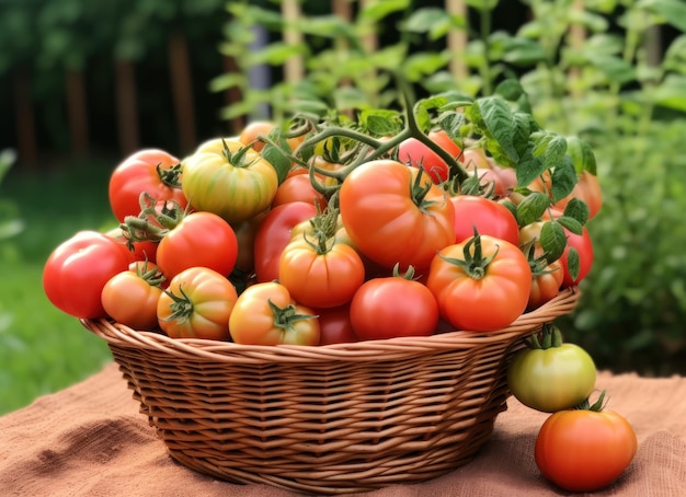 Korb mit roten reifen Tomaten