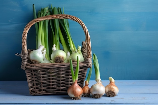 Korb Zwiebel Knoblauch Essen Generieren Sie Ai