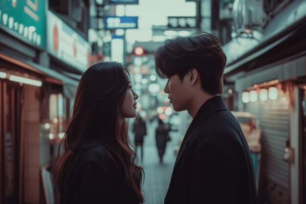 Foto koreanisches ehepaar durchlebt die komplexität der liebe in einem emotionalen drama