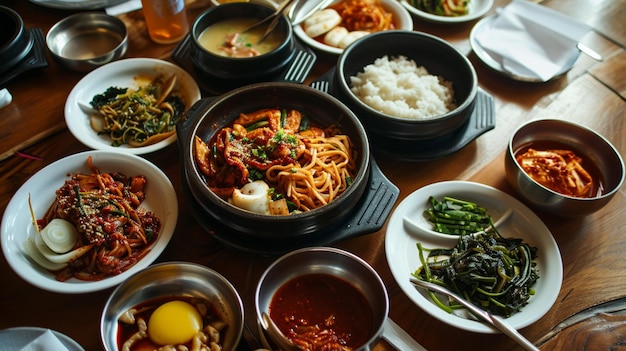 Koreanisches Essen Korea Koreanische Kultur Kimchi Kohl Rettich und Gurke AI Generative