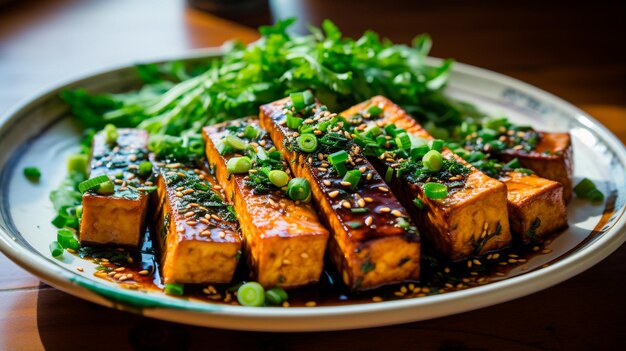 koreanisches Essen Soja-Tofu mit Tofu und Sojasauce