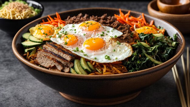 koreanisches Speise-Menü Hanbok Bibimbap-Schüssel