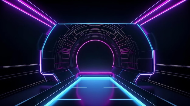 Korridor Podium Bühne Hintergrund futuristisch Illustration AI GenerativexA