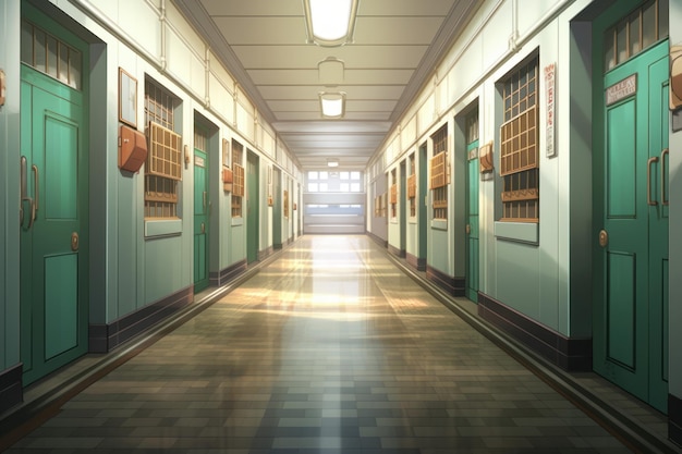 Korridor-Schul-Anime-Visual-Roman-Spiel im asiatischen Stil