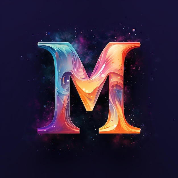 Kosmische bunte Illustration des Buchstaben M