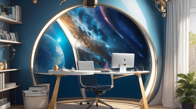 Kosmische Leinwand, die Kunst in ZeroGravity-Home-Office-Umgebungen schafft