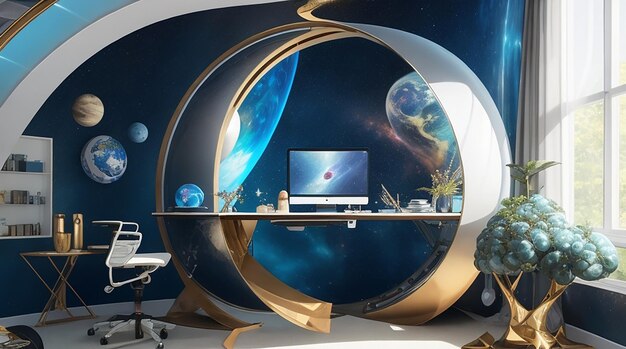 Kosmische Leinwand, die Kunst in ZeroGravity-Home-Office-Umgebungen schafft