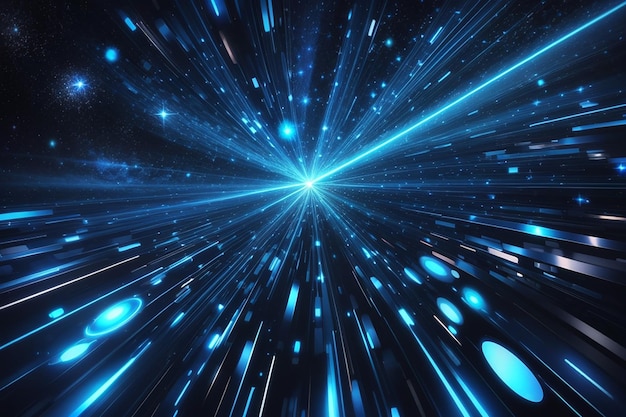 Kosmischer Hintergrund mit dunkel- und hellblauen Laserlichtern, perfekt für eine digitale Tapete