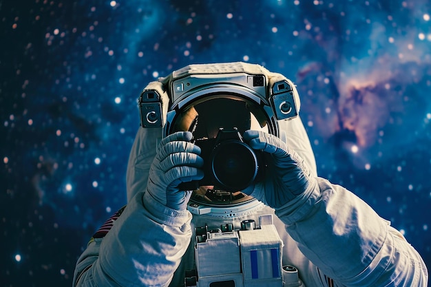 Kosmischer Selfie-Astronaut, der die Galaxie einfängt