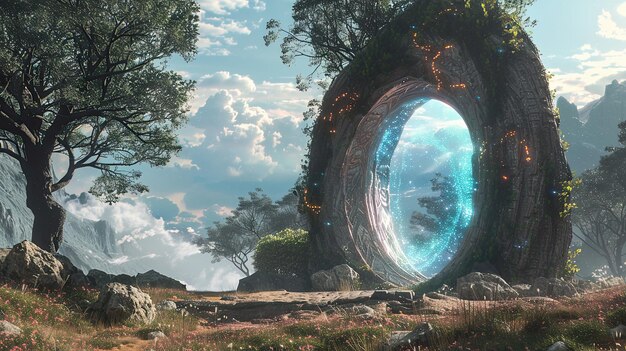 Kosmisches Portal in einer Fantasie-Landschaft