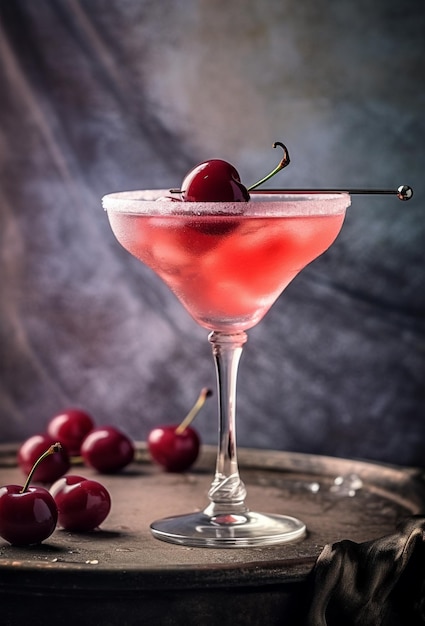 Kosmopolitischer Cocktail auf hellem, rustikalem Hintergrund Sommerfrischer rosafarbener Cocktail