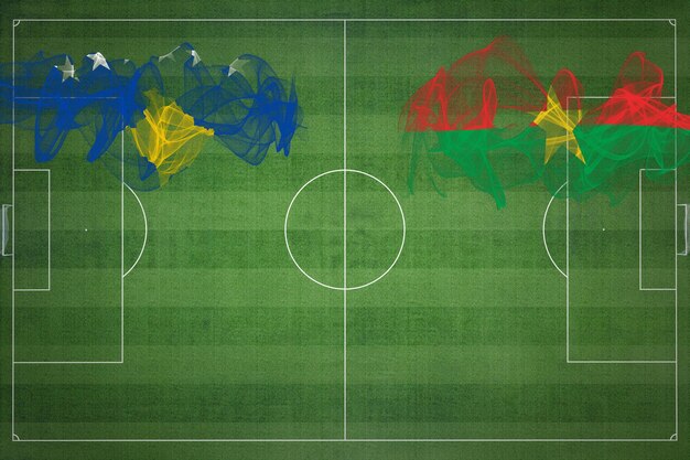 Foto kosovo vs burkina faso jogo de futebol cores nacionais bandeiras nacionais campo de futebol jogo de futebol conceito de competição espaço para cópia