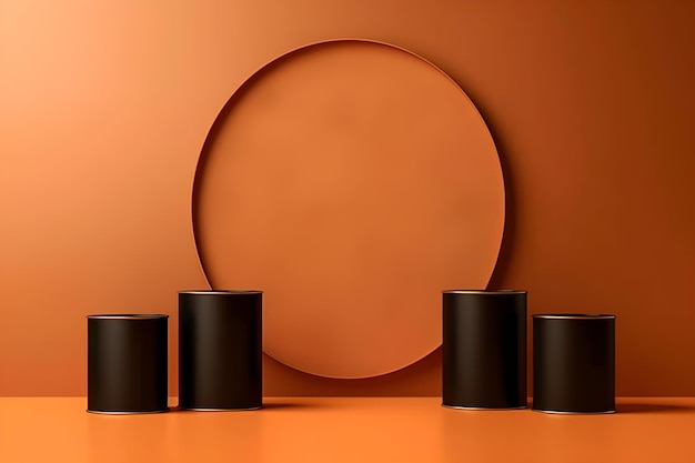 Foto kostenlose 3d-gerenderte podiumsplattform für die produktpräsentation auf minimalistischem orangefarbenem hintergrund