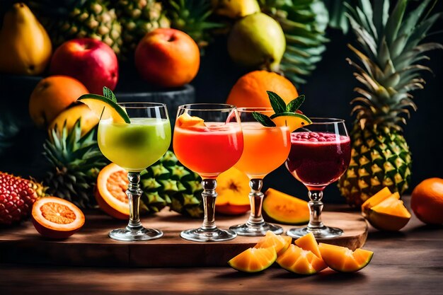 Kostenlose Foto-Drei Gläser tropischer Fruchtcocktails