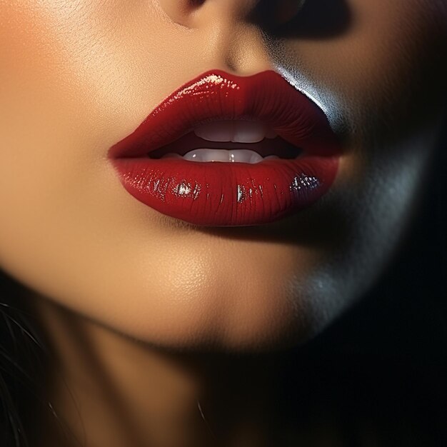 kostenlose foto extreme close up rot voll sehr schöne lippen glans frau sehr schön atmosphärisches licht