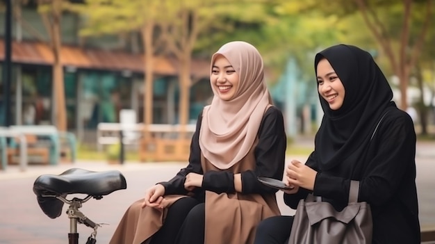 Kostenlose Fotogruppe islamischer asiatischer Frauen mit Kamera