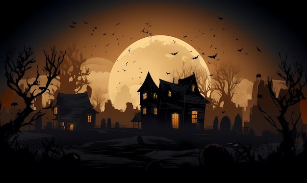 Kostenlose Hallowen-Hintergrundillustration für Poster-Banner. Generierte KI