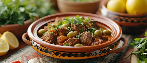 Foto kostenlose lamb tagine mit grünen oliven und lemonmorocooe cusine foto für kommerzielle verwendung