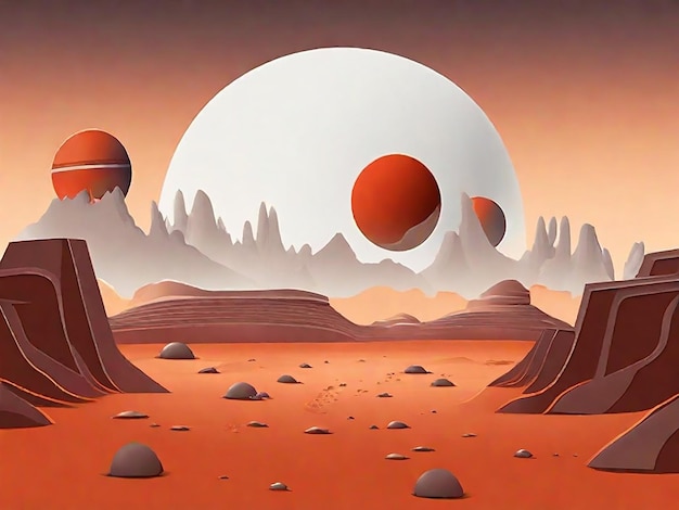 Foto kostenlose vektor-graue vollständige mars-illustration