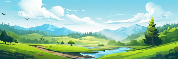 Kostenlose Vektor schöne Illustration einer sonnigen Landschaft