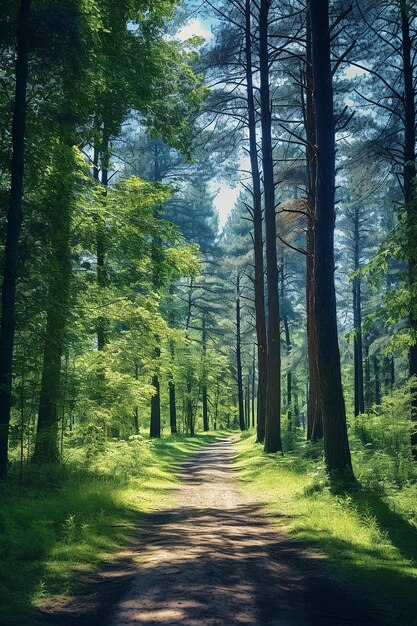 Kostenloser Fotopfad im Wald zwischen den Bäumen