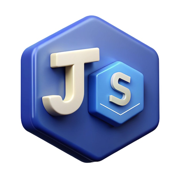 Kostenloses 3D-JavaScript-Symbol auf weißem Hintergrund