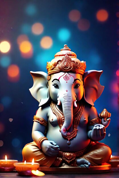 Foto kostenloses bild von 3d-ganesha auf dunklem hintergrund für diwali, generiert von ki