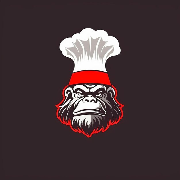 Kostenloses einzigartiges Gorilla-Chef-Maskottchen-Logo-Design für kulinarische Exzellenz Generative KI