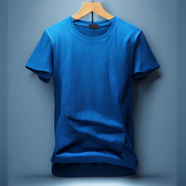 Kostenloses Foto blaues T-Shirt-Mockup-Konzept mit Kopierraum auf grauem Hintergrund