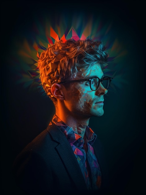 Kostenloses Foto eines Männerporträts mit visuellen Blaulichteffekten